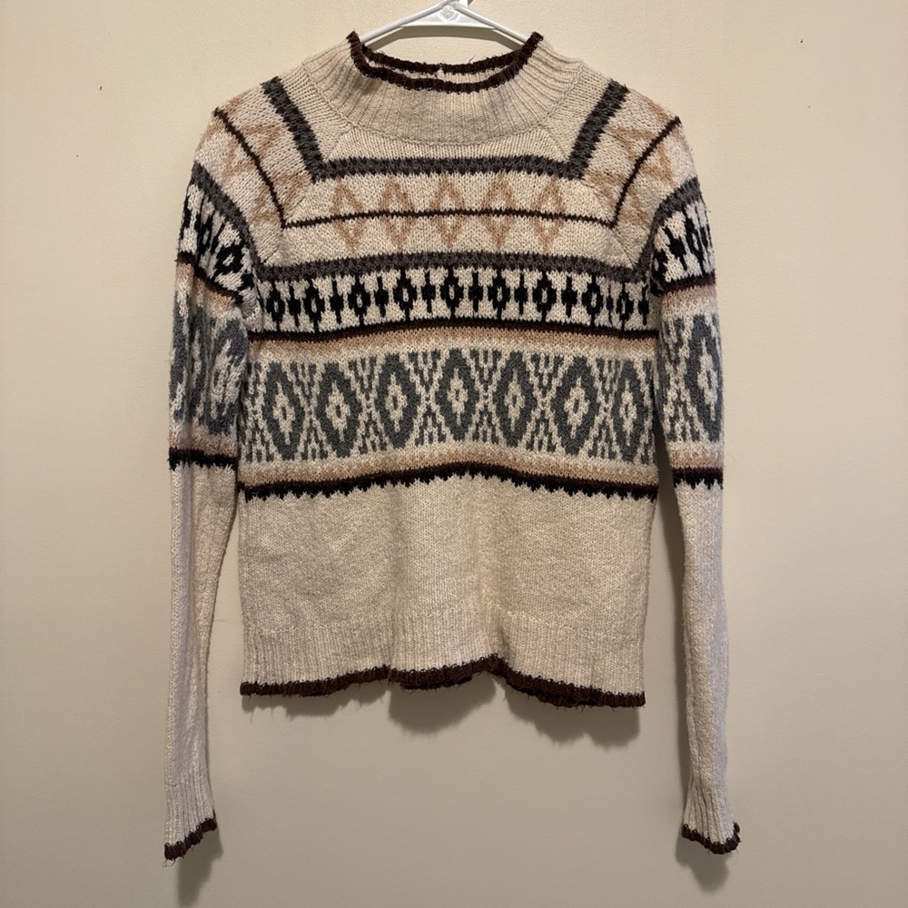 American Eagle Outfitters Geometric Cream Sweater